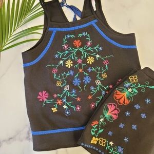Xhilaration Black Embroidered Short and Top Set Size XS/S